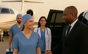 Medical team at a private terminal